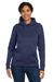 Under Armour 1370425 Womens Storm Armourfleece Water Resistant Hooded Sweatshirt Hoodie w/ Pouch Pocket Midnight Navy Blue Model Front