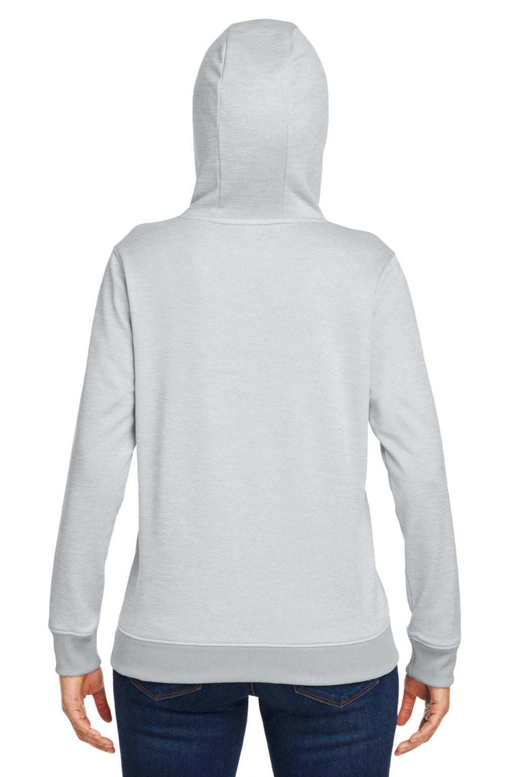 Under Armour 1370425 Womens Storm Armourfleece Water Resistant Hooded Sweatshirt Hoodie w/ Pouch Pocket Mod Grey Model Back