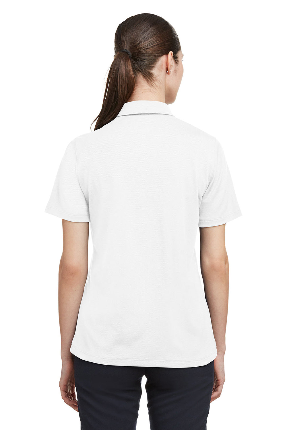 Under Armour 1370431 Womens Tech Moisture Wicking Short Sleeve Polo Shirt White Model Back