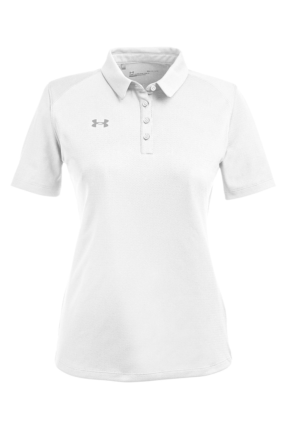 Under Armour 1370431 Womens Tech Moisture Wicking Short Sleeve Polo Shirt White Flat Front