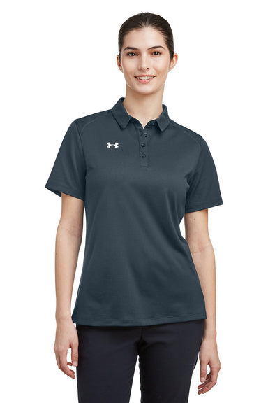 Under Armour 1370431 Womens Tech Moisture Wicking Short Sleeve Polo Shirt Stealth Grey Model Front