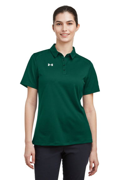 Under Armour 1370431 Womens Tech Moisture Wicking Short Sleeve Polo Shirt Forest Green Model Front