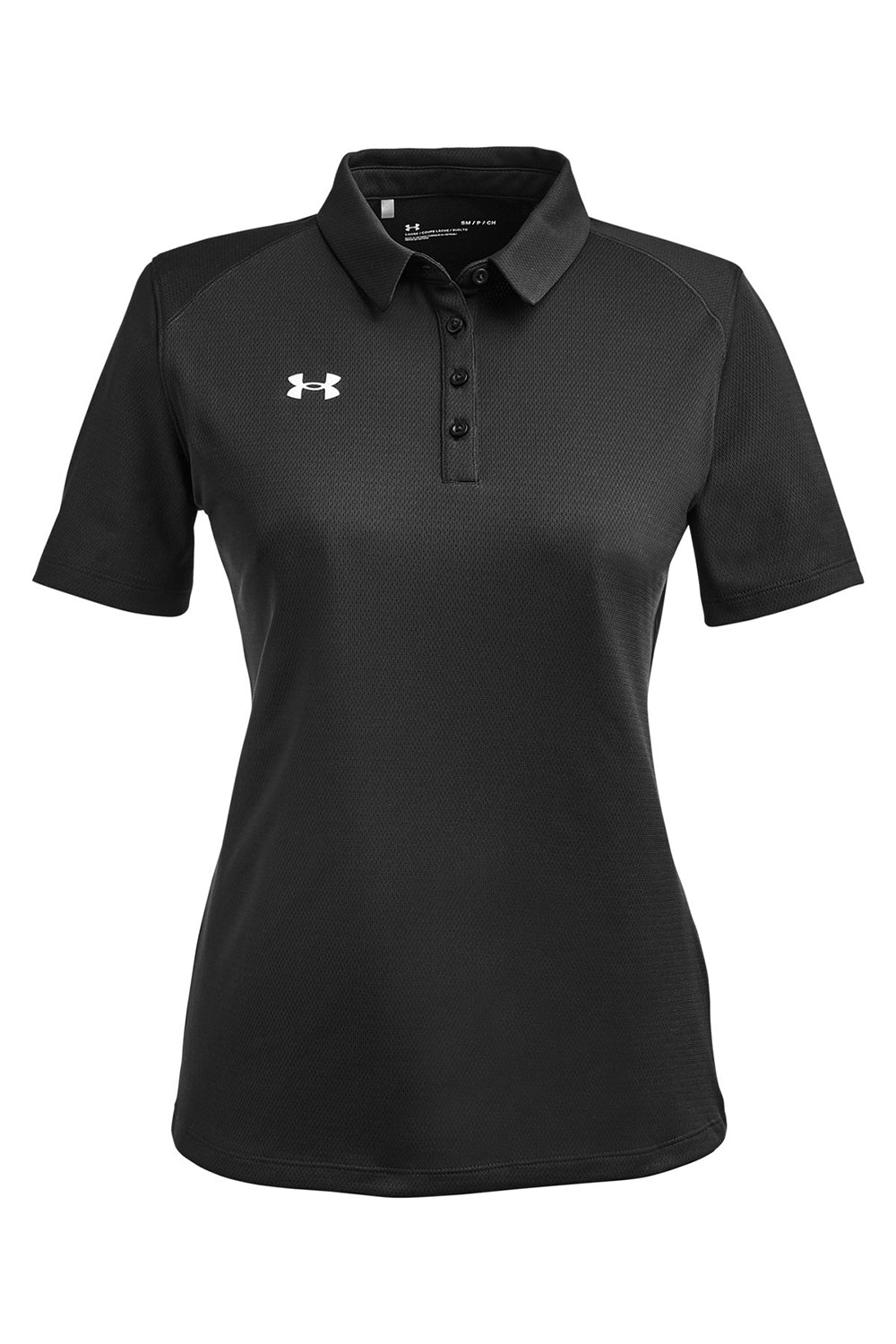 Under Armour 1370431 Womens Tech Moisture Wicking Short Sleeve Polo Shirt Black Flat Front