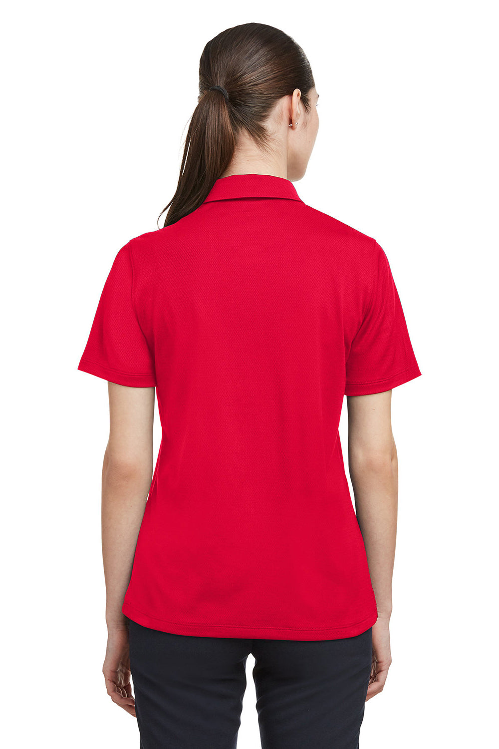 Under Armour 1370431 Womens Tech Moisture Wicking Short Sleeve Polo Shirt Red Model Back