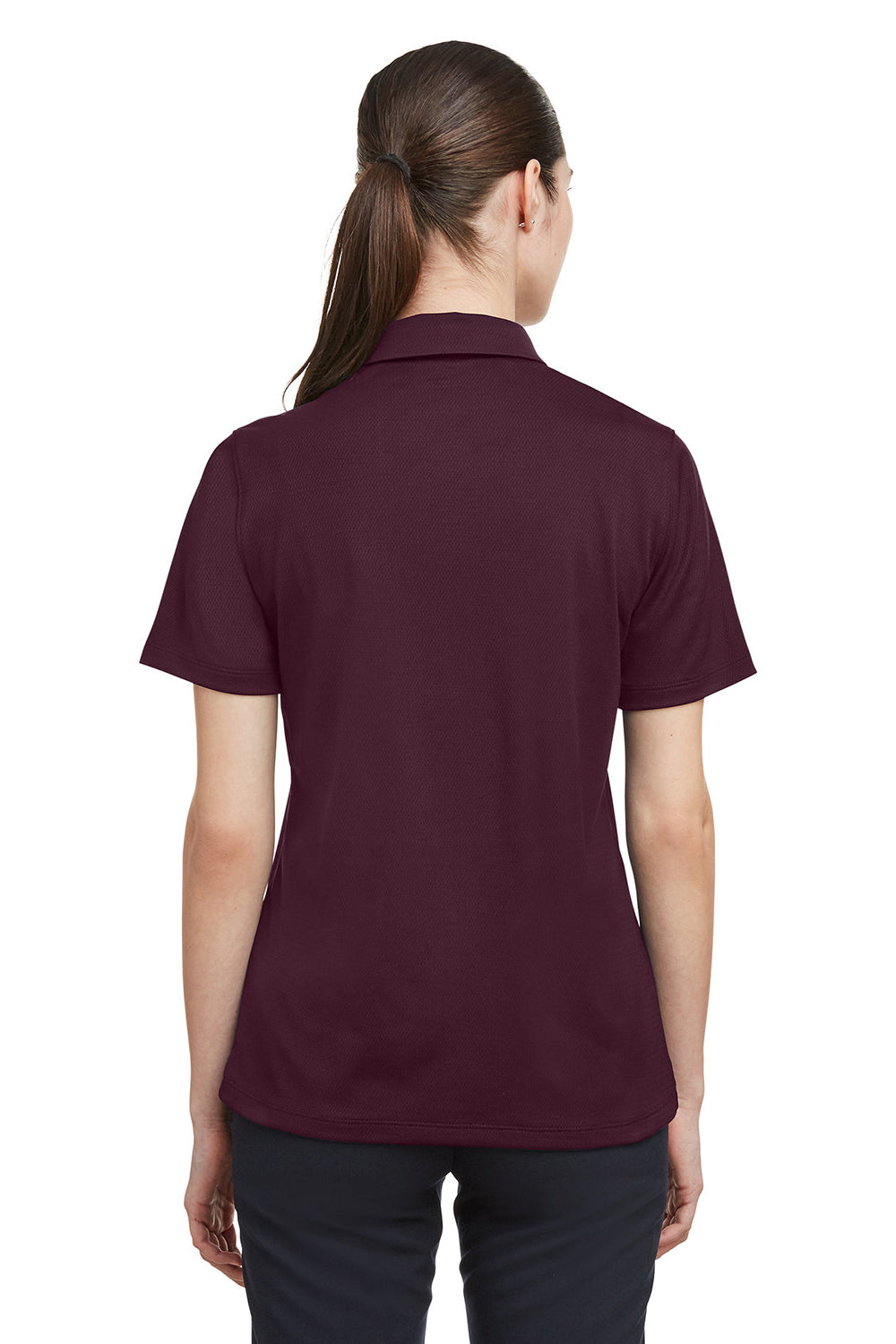 Under Armour 1370431 Womens Tech Moisture Wicking Short Sleeve Polo Shirt Maroon Model Back