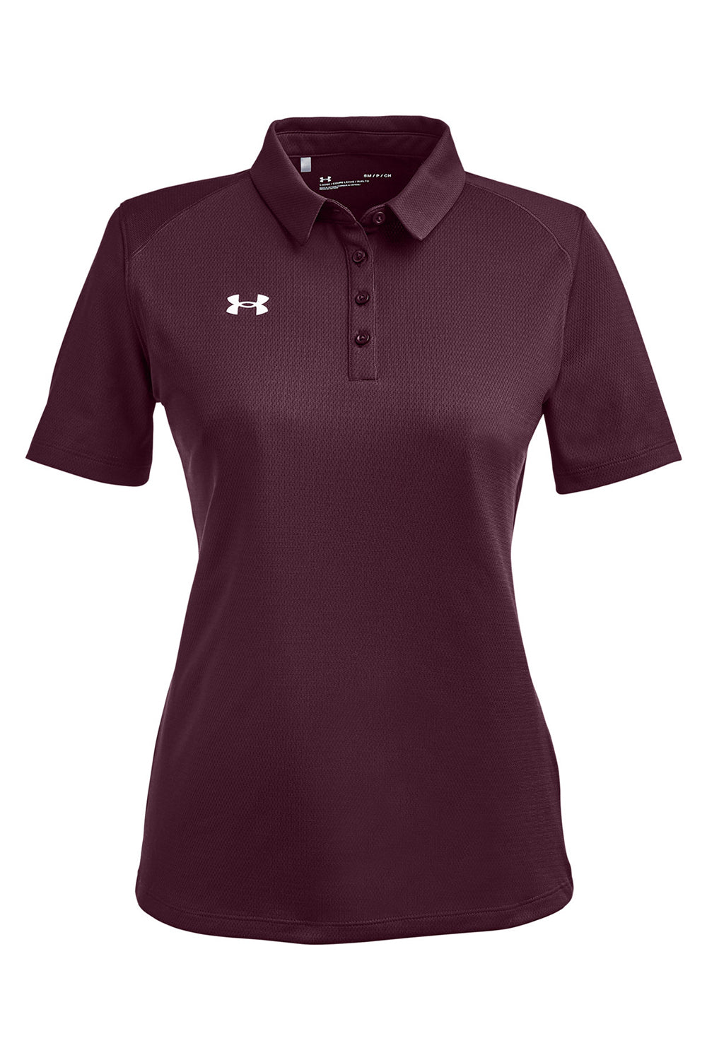 Under Armour 1370431 Womens Tech Moisture Wicking Short Sleeve Polo Shirt Maroon Flat Front