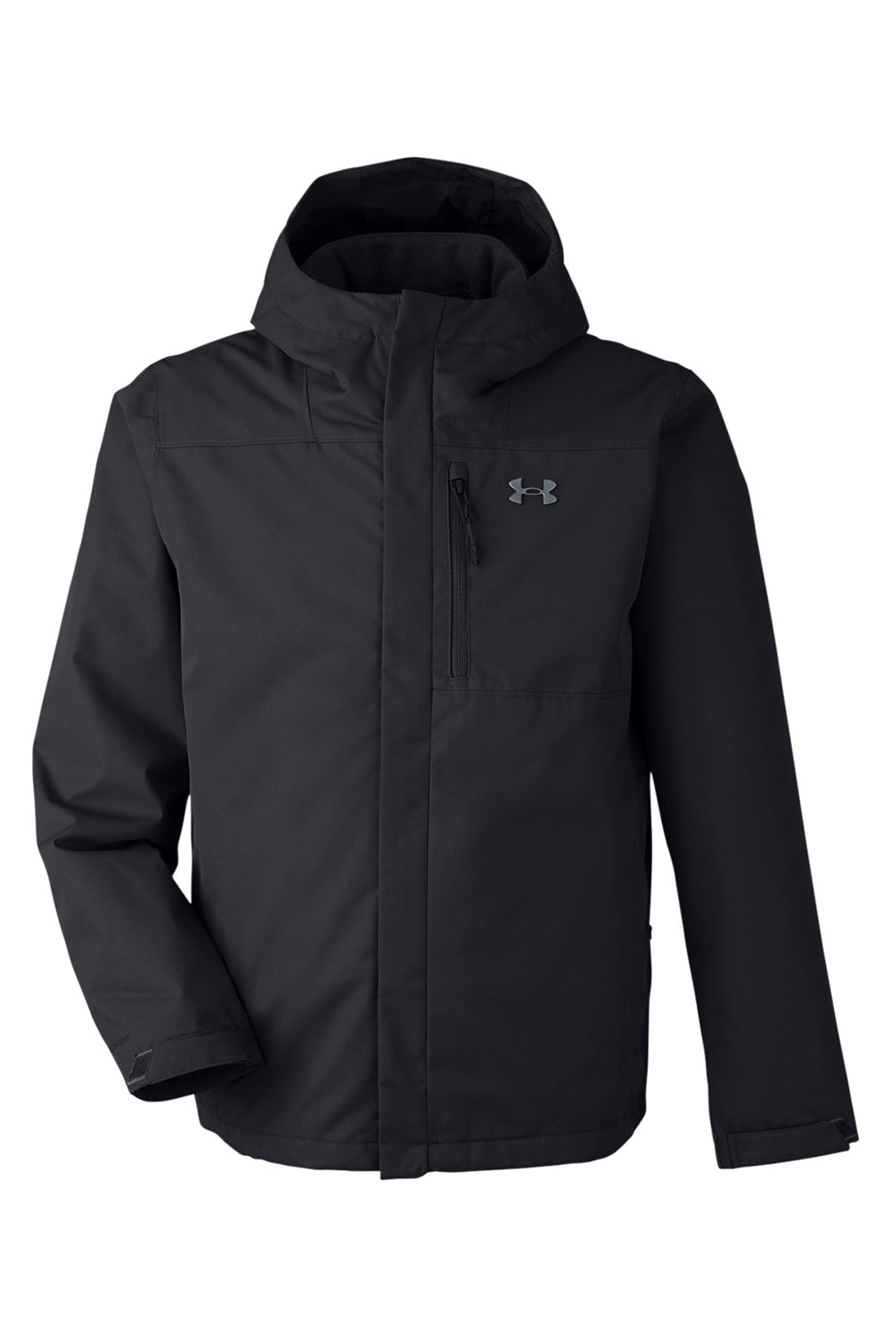 Under Armour 1371585 Mens Porter 2.0 Moisture Wicking 3-In-1 Full Zip Hooded Jacket Black/Pitch Grey Flat Front