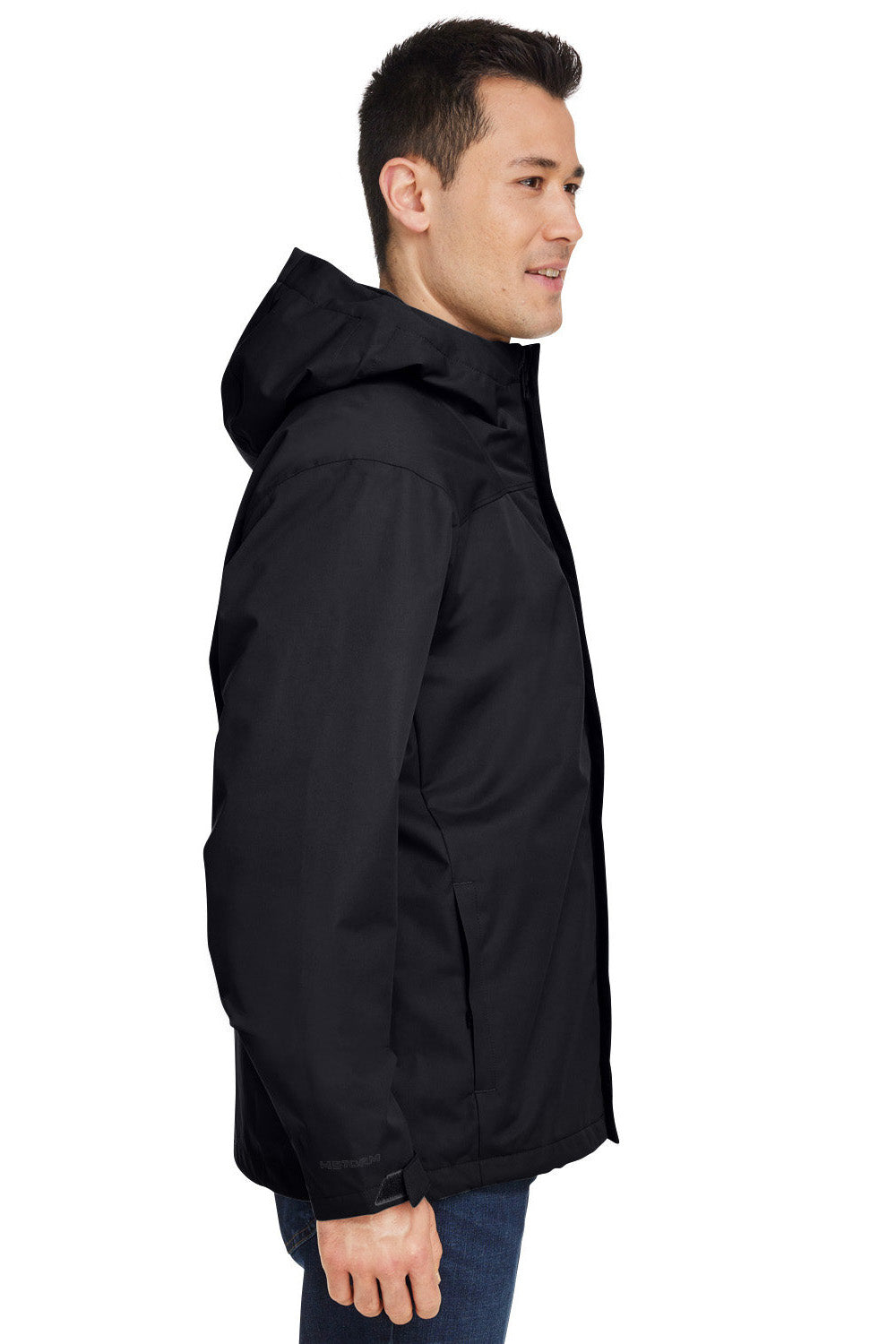 Under Armour 1371585 Mens Porter 2.0 Moisture Wicking 3-In-1 Full Zip Hooded Jacket Black/Pitch Grey Model Side