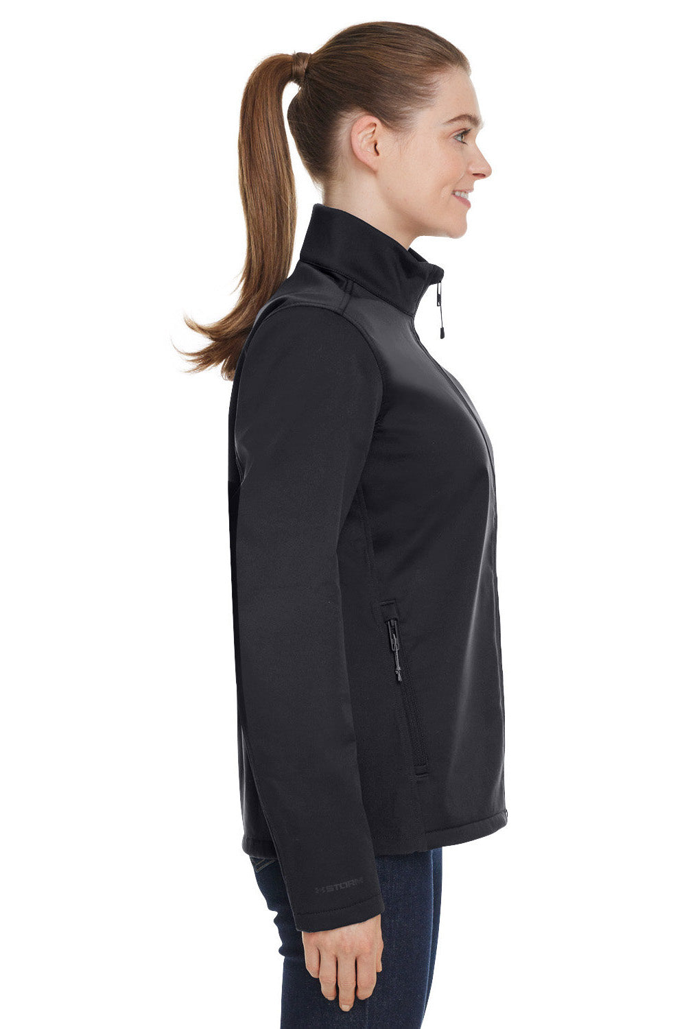Under Armour 1371594 Womens ColdGear Infrared Shield 2.0 Windproof & Waterproof Full Zip Jacket Black Model Side