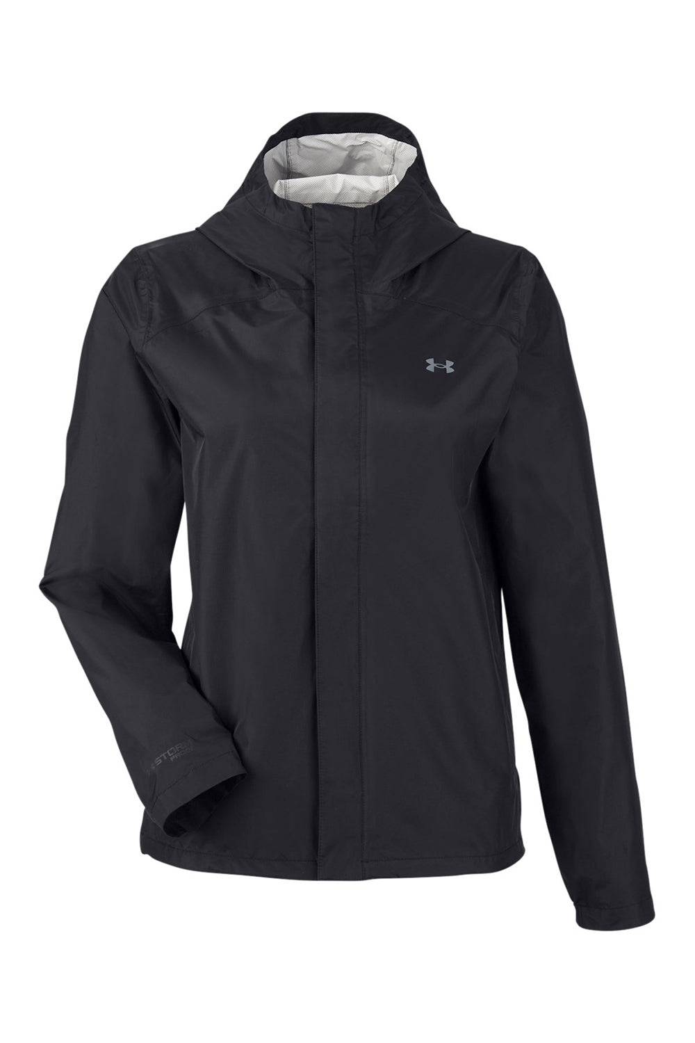 Under Armour 1374645 Womens Cloudstrike 2.0 Waterproof Full Zip Hooded Jacket Black Flat Front