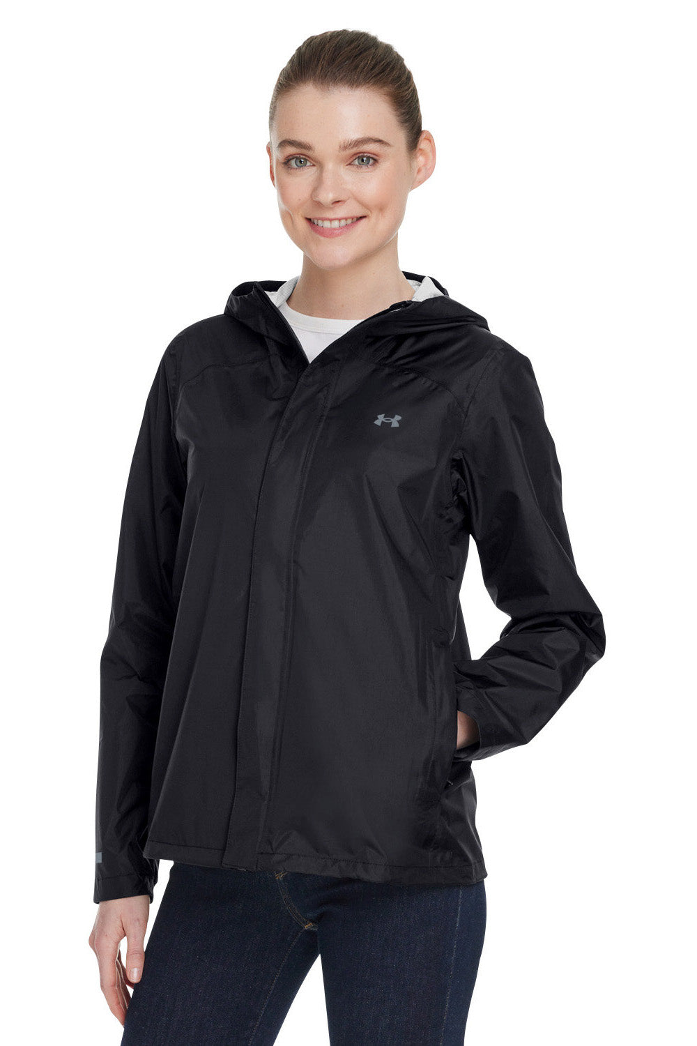 Under Armour 1374645 Womens Cloudstrike 2.0 Waterproof Full Zip Hooded Jacket Black Model 3Q