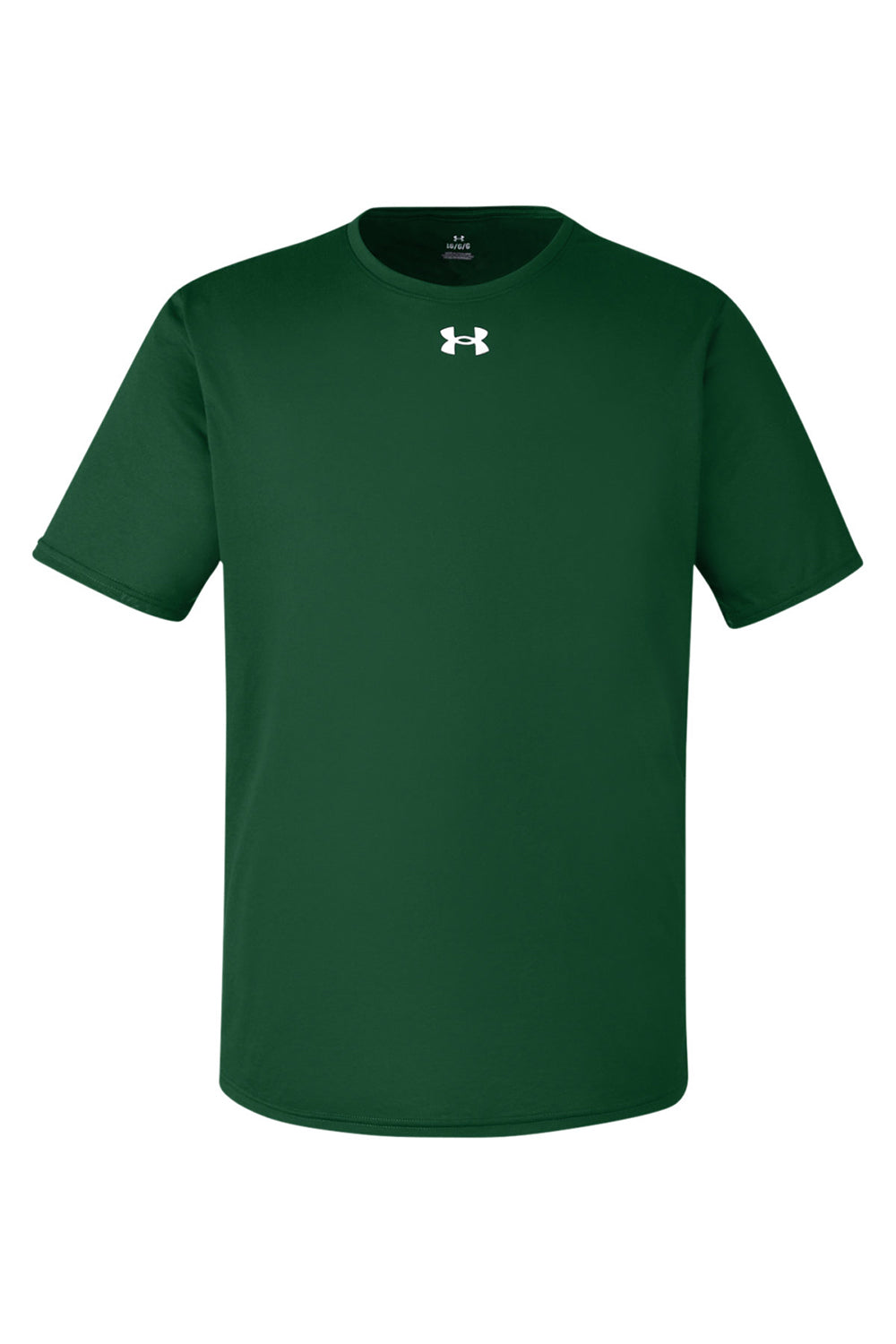 Under Armour 1376842 Mens Team Tech Moisture Wicking Short Sleeve Crewneck T-Shirt Forest Green Flat Front