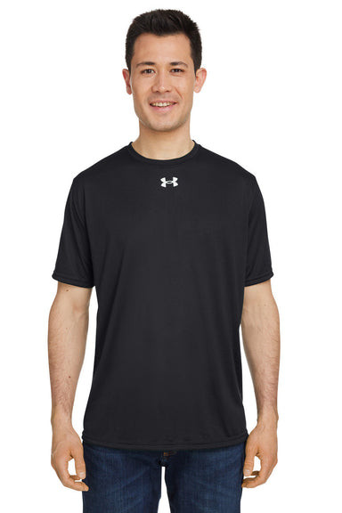 Under Armour 1376842 Mens Team Tech Moisture Wicking Short Sleeve Crewneck T-Shirt Black Model Front