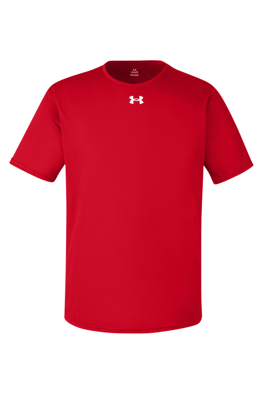 Under Armour 1376842 Mens Team Tech Moisture Wicking Short Sleeve Crewneck T-Shirt Red Flat Front