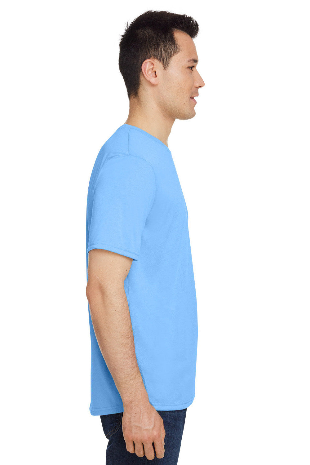 Under Armour 1376842 Mens Team Tech Moisture Wicking Short Sleeve Crewneck T-Shirt Carolina Blue Model Side