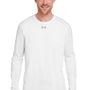 Under Armour Mens Team Tech Moisture Wicking Long Sleeve Crewneck T-Shirt - White - NEW