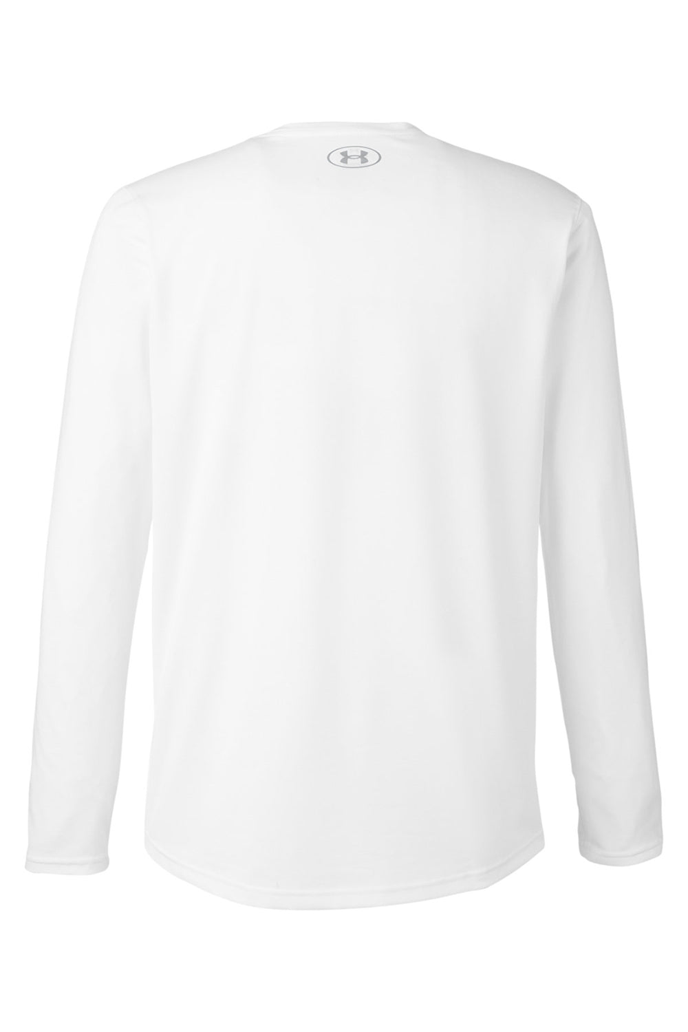 Under Armour 1376843 Mens Team Tech Moisture Wicking Long Sleeve Crewneck T-Shirt White Flat Back