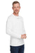 Under Armour 1376843 Mens Team Tech Moisture Wicking Long Sleeve Crewneck T-Shirt White Model 3Q