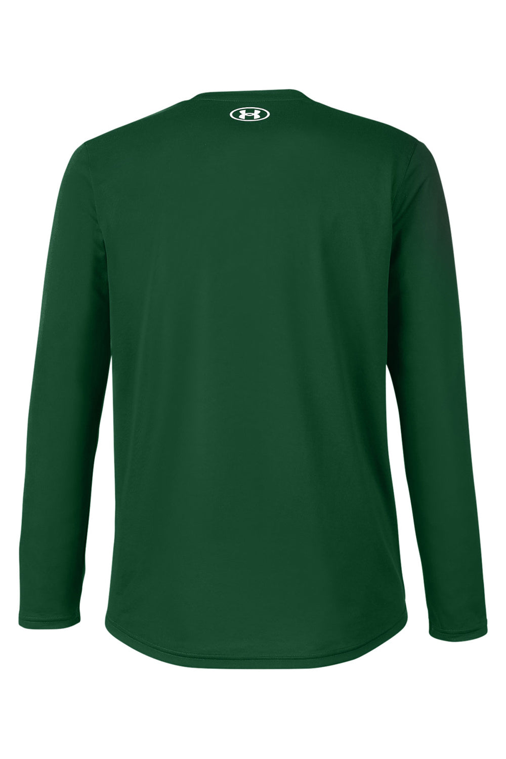 Under Armour 1376843 Mens Team Tech Moisture Wicking Long Sleeve Crewneck T-Shirt Forest Green Flat Back