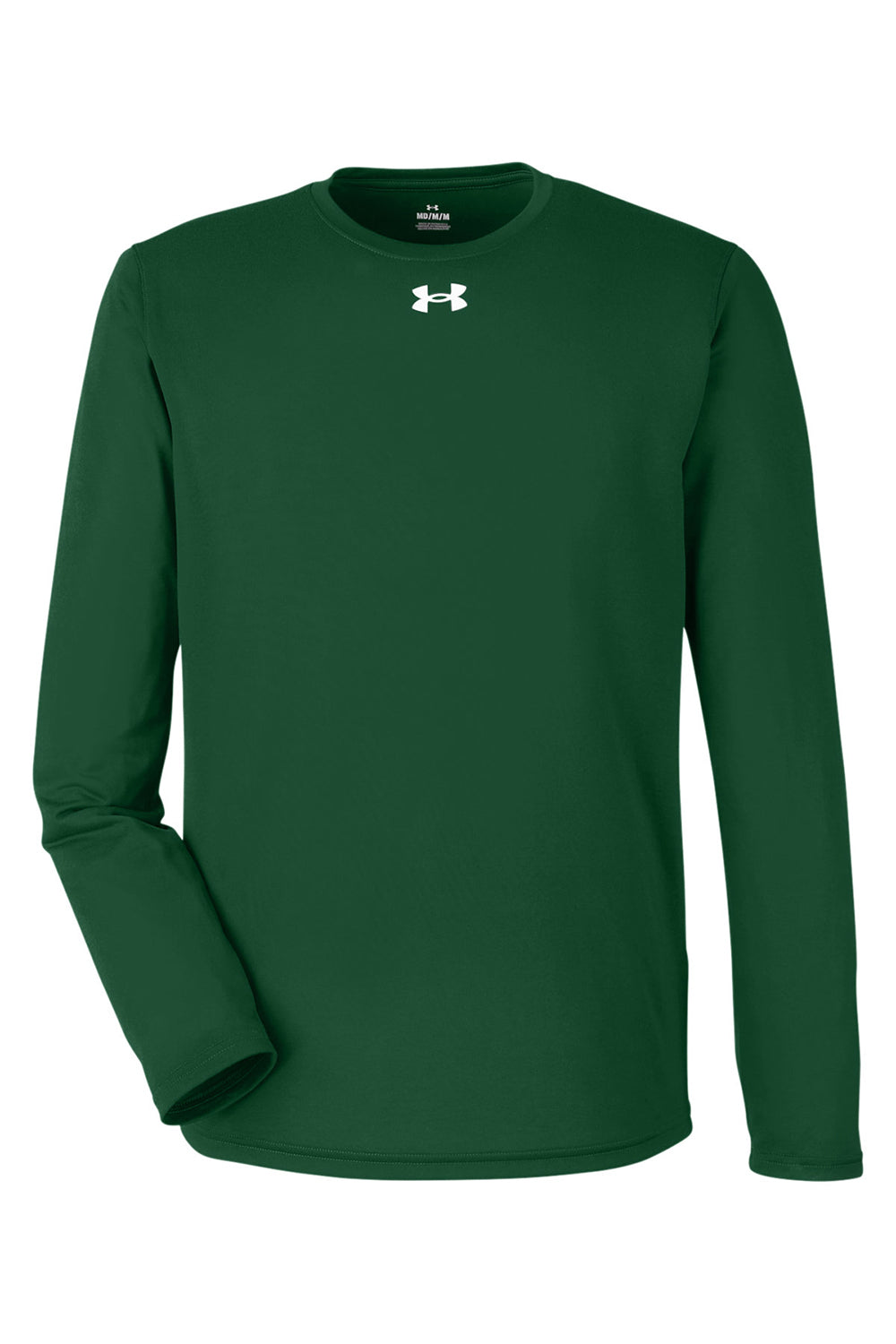 Under Armour 1376843 Mens Team Tech Moisture Wicking Long Sleeve Crewneck T-Shirt Forest Green Flat Front