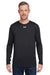 Under Armour 1376843 Mens Team Tech Moisture Wicking Long Sleeve Crewneck T-Shirt Black Model Front