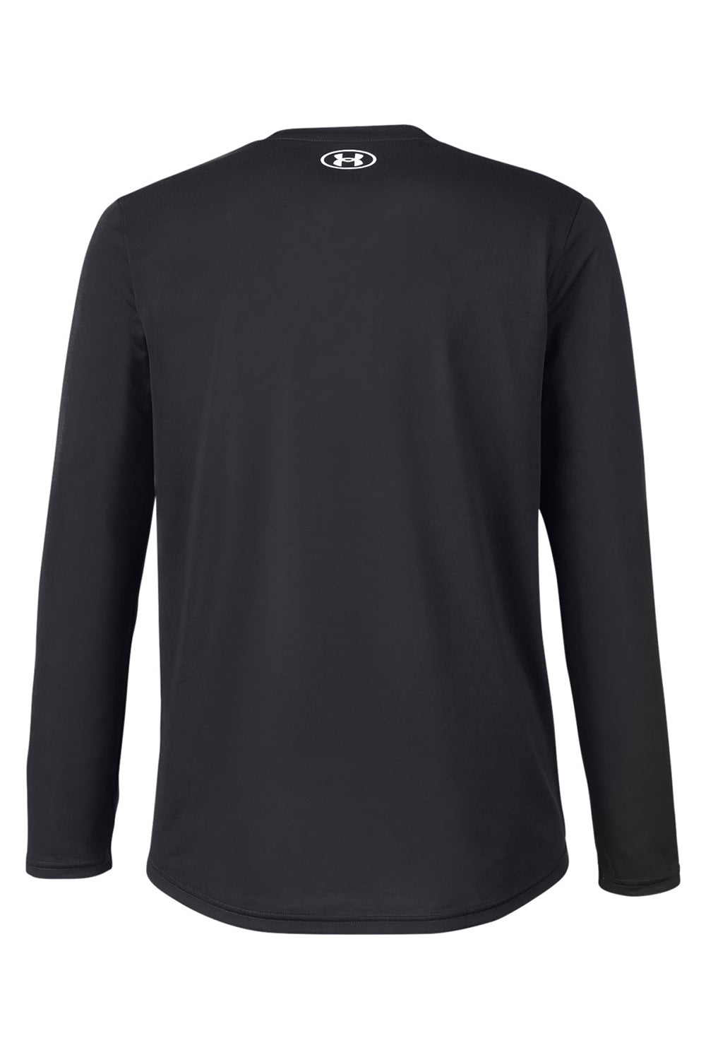 Under Armour 1376843 Mens Team Tech Moisture Wicking Long Sleeve Crewneck T-Shirt Black Flat Back