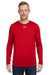 Under Armour 1376843 Mens Team Tech Moisture Wicking Long Sleeve Crewneck T-Shirt Red Model Front