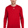 Under Armour Mens Team Tech Moisture Wicking Long Sleeve Crewneck T-Shirt - Red - NEW