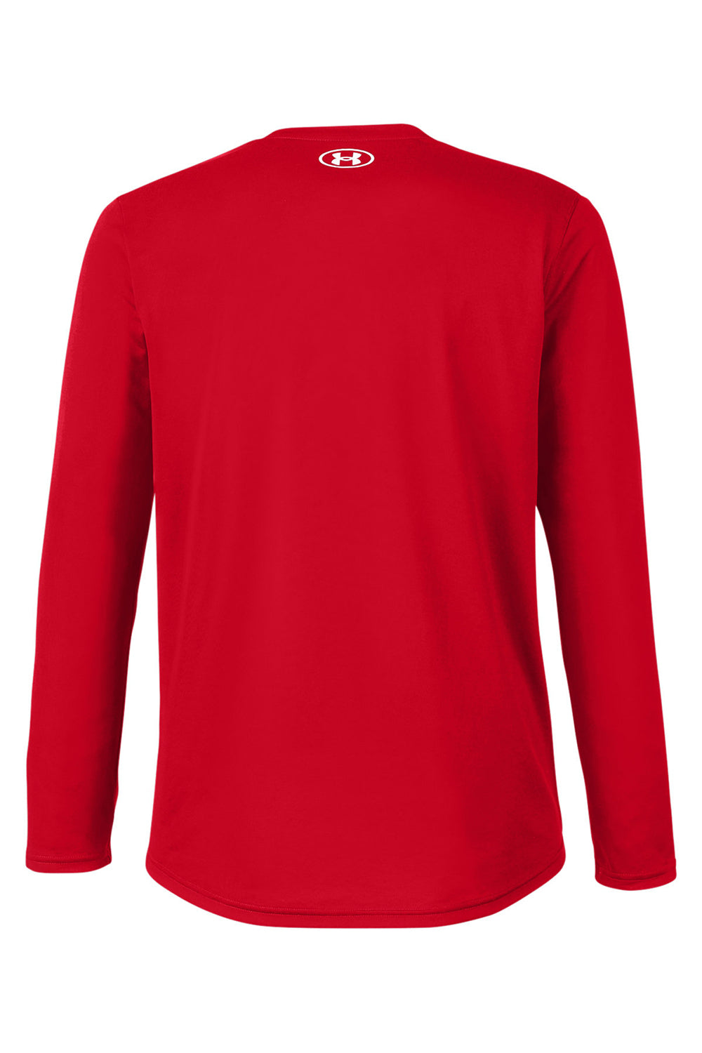Under Armour 1376843 Mens Team Tech Moisture Wicking Long Sleeve Crewneck T-Shirt Red Flat Back