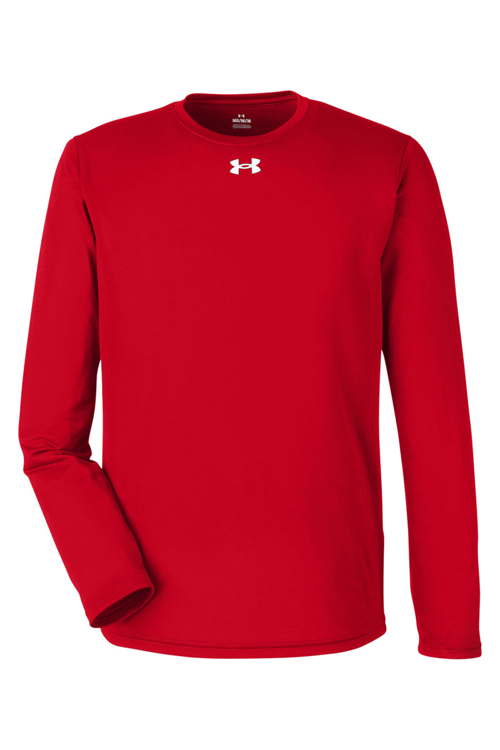 Under Armour 1376843 Mens Team Tech Moisture Wicking Long Sleeve Crewneck T-Shirt Red Flat Front