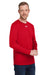 Under Armour 1376843 Mens Team Tech Moisture Wicking Long Sleeve Crewneck T-Shirt Red Model 3Q