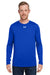 Under Armour 1376843 Mens Team Tech Moisture Wicking Long Sleeve Crewneck T-Shirt Royal Blue Model Front