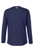Under Armour 1376843 Mens Team Tech Moisture Wicking Long Sleeve Crewneck T-Shirt Midnight Navy Blue Flat Back
