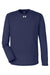 Under Armour 1376843 Mens Team Tech Moisture Wicking Long Sleeve Crewneck T-Shirt Midnight Navy Blue Flat Front