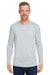 Under Armour 1376843 Mens Team Tech Moisture Wicking Long Sleeve Crewneck T-Shirt Mod Grey Model Front