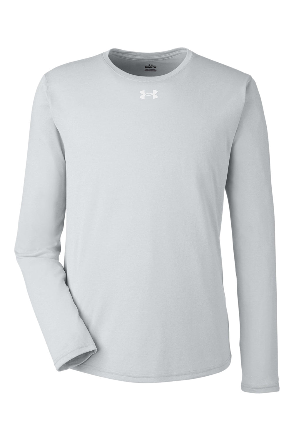 Under Armour 1376843 Mens Team Tech Moisture Wicking Long Sleeve Crewneck T-Shirt Mod Grey Flat Front