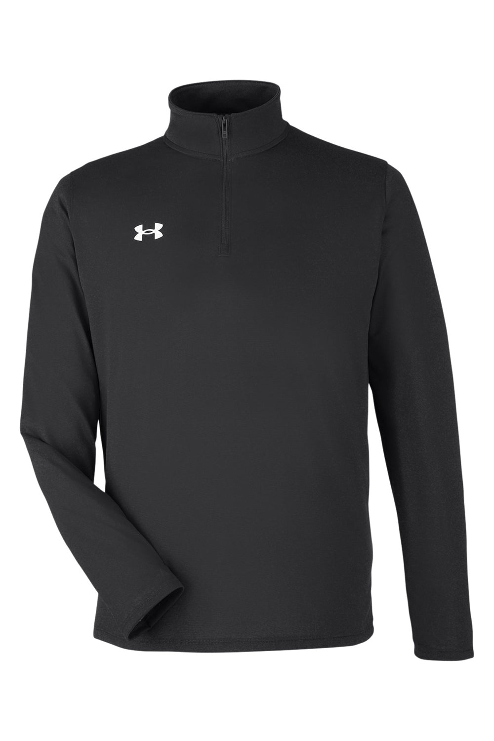Under Armour 1376844 Mens Team Tech Moisture Wicking 1/4 Zip Sweatshirt Black Flat Front