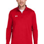Under Armour Mens Team Tech Moisture Wicking 1/4 Zip Sweatshirt - Red