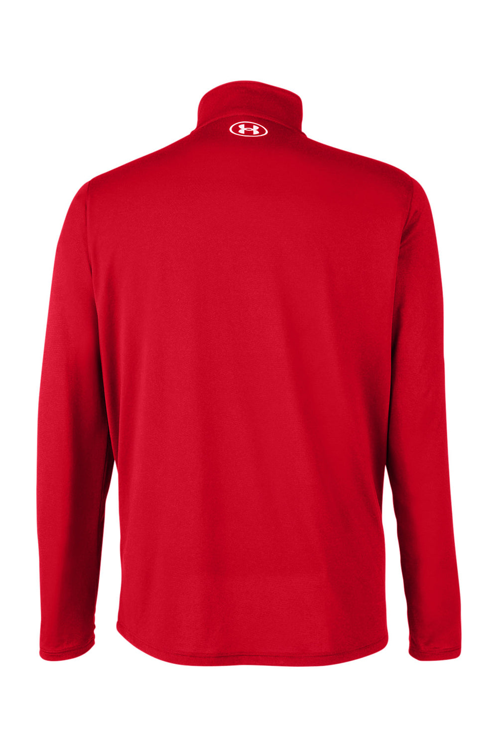 Under Armour 1376844 Mens Team Tech Moisture Wicking 1/4 Zip Sweatshirt Red Flat Back