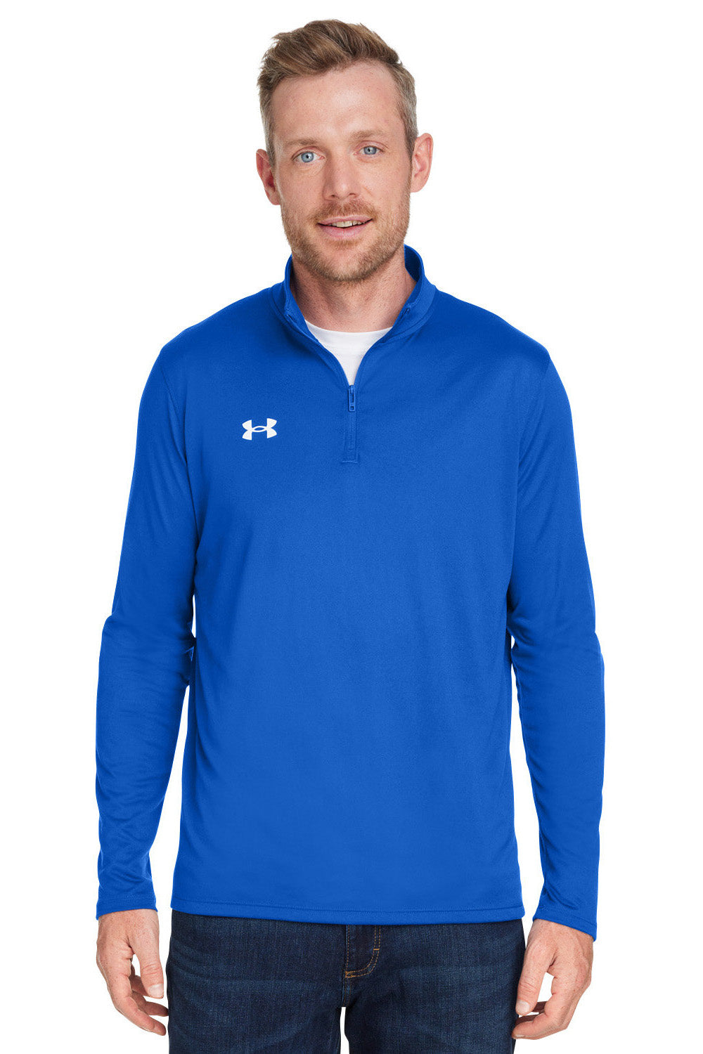 Under Armour 1376844 Mens Royal Blue Team Tech Moisture Wicking 1/4 Zip ...