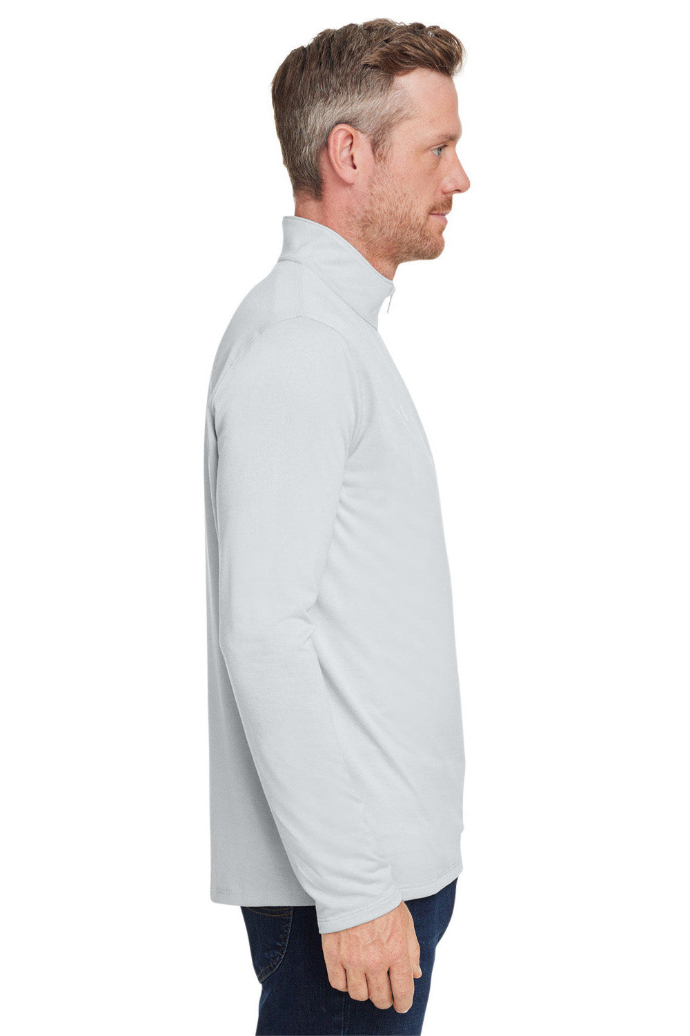 Under Armour 1376844 Mens Team Tech Moisture Wicking 1/4 Zip Sweatshirt Mod Grey Model Side