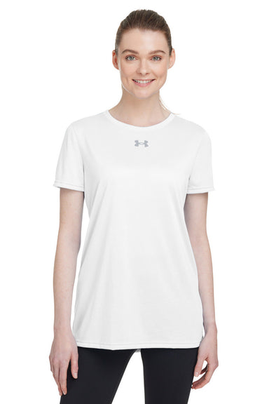 Under Armour 1376847 Womens Team Tech Moisture Wicking Short Sleeve Crewneck T-Shirt White Model Front