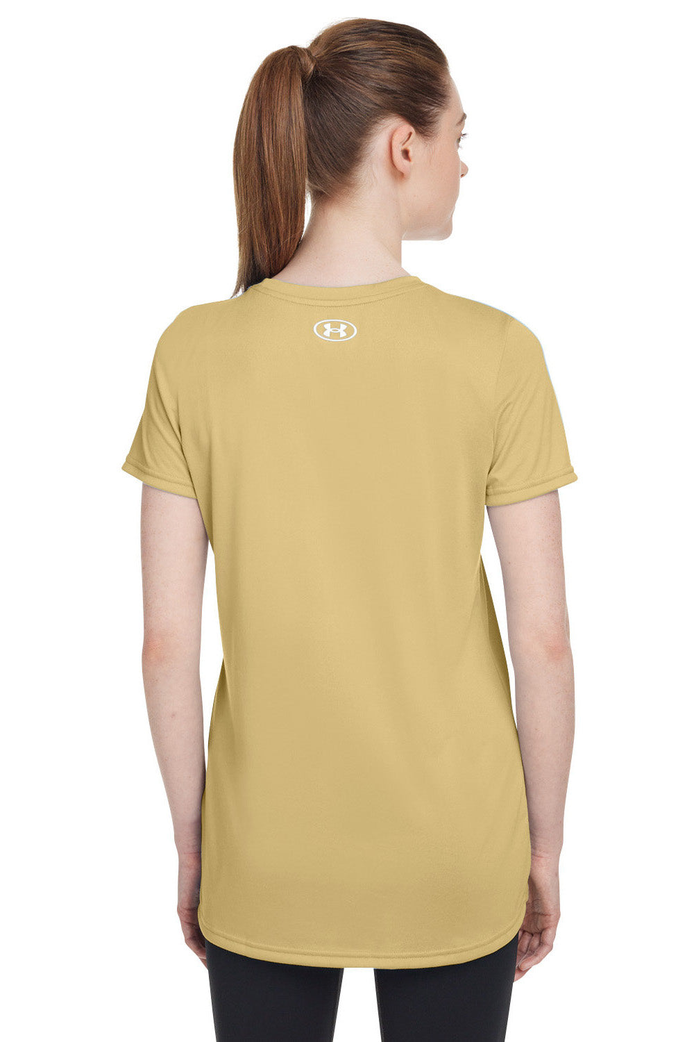Under Armour 1376847 Womens Team Tech Moisture Wicking Short Sleeve Crewneck T-Shirt Vegas Gold Model Back