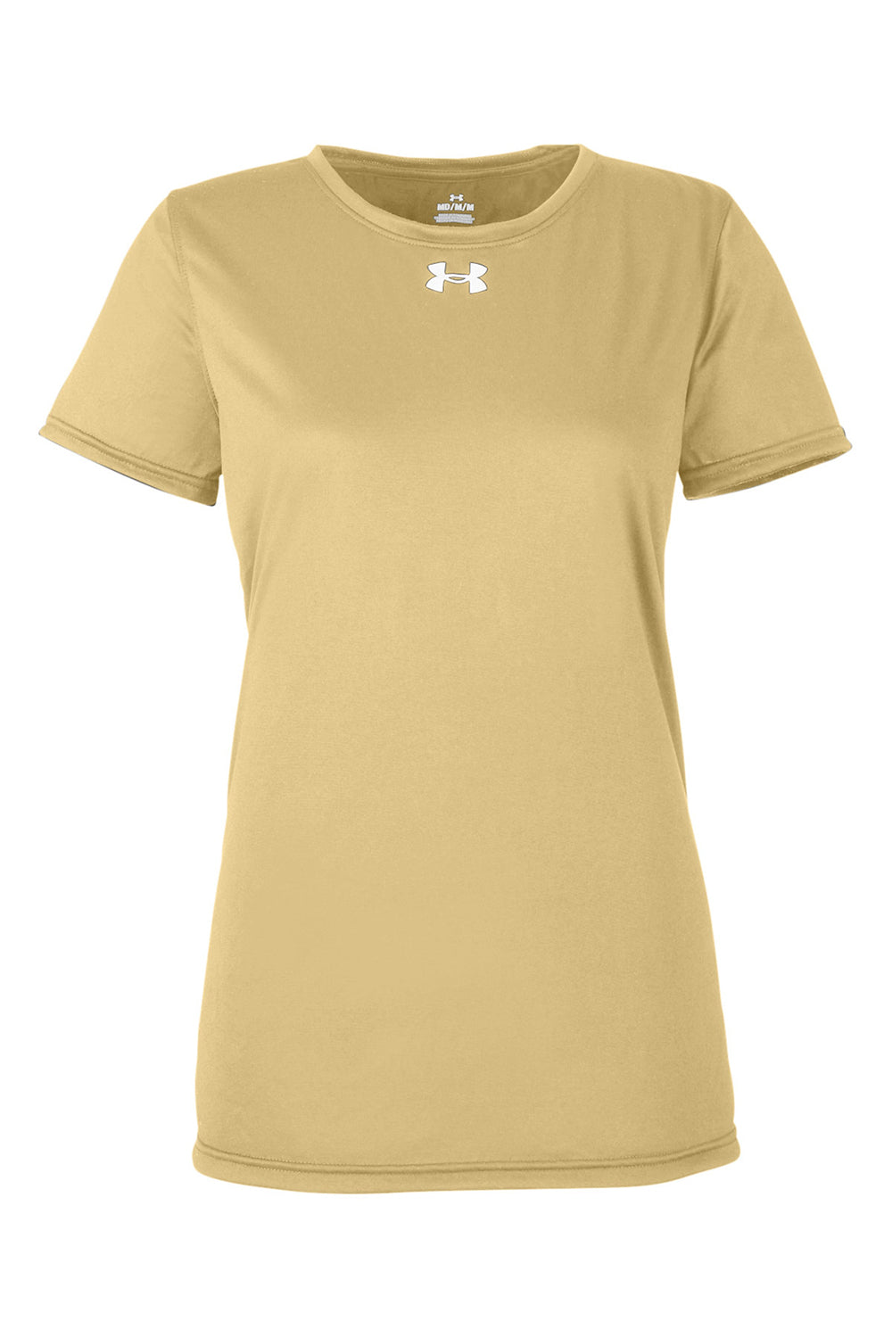 Under Armour 1376847 Womens Team Tech Moisture Wicking Short Sleeve Crewneck T-Shirt Vegas Gold Flat Front