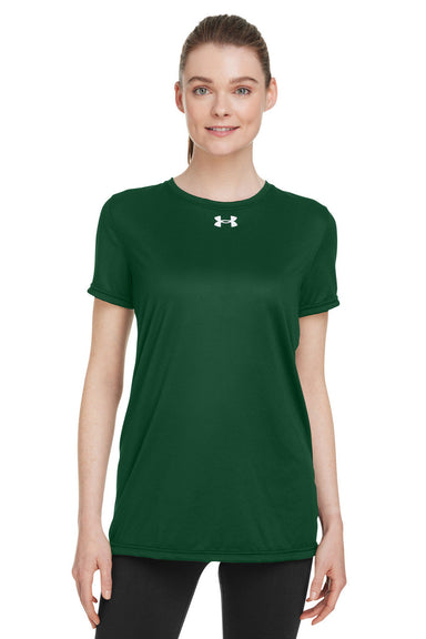 Under Armour 1376847 Womens Team Tech Moisture Wicking Short Sleeve Crewneck T-Shirt Forest Green Model Front