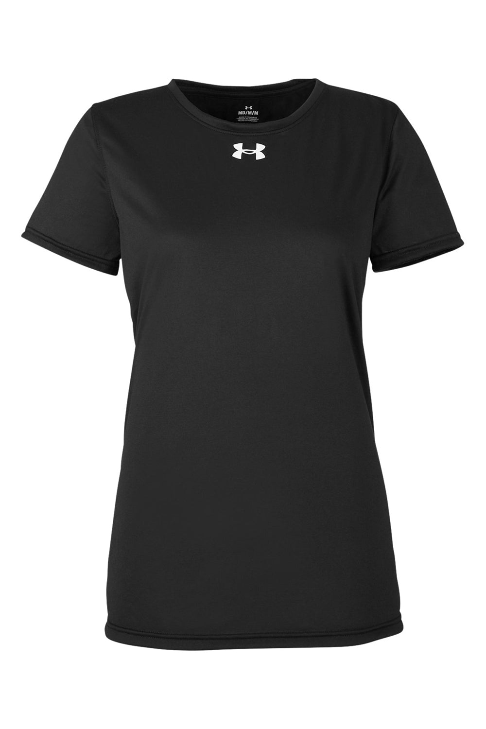 Under Armour 1376847 Womens Team Tech Moisture Wicking Short Sleeve Crewneck T-Shirt Black Flat Front