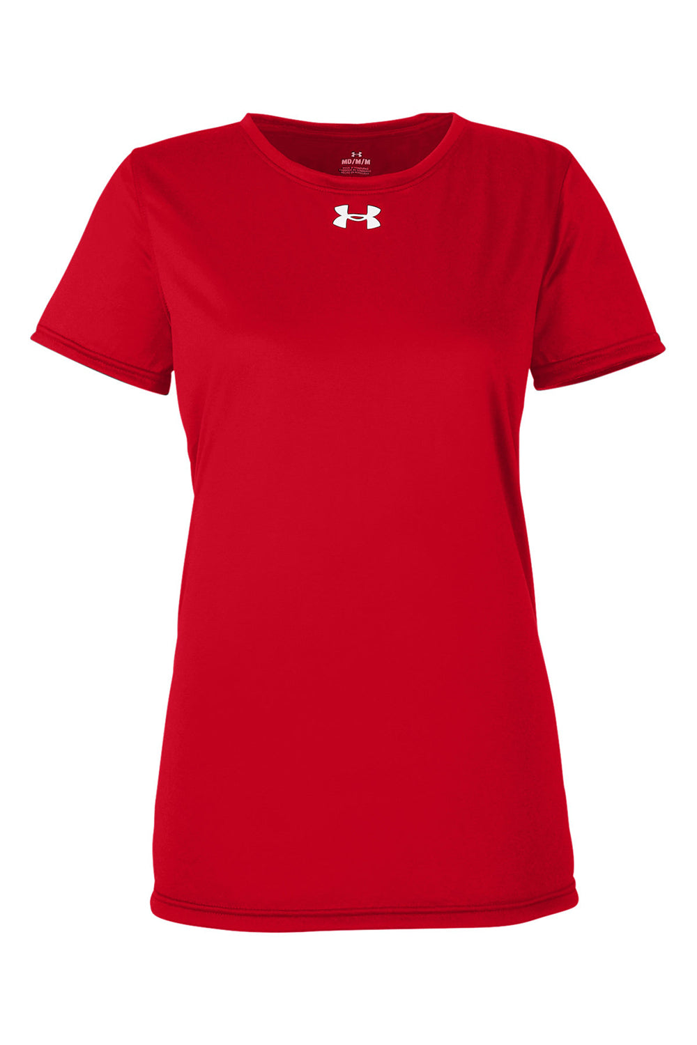 Under Armour 1376847 Womens Team Tech Moisture Wicking Short Sleeve Crewneck T-Shirt Red Flat Front
