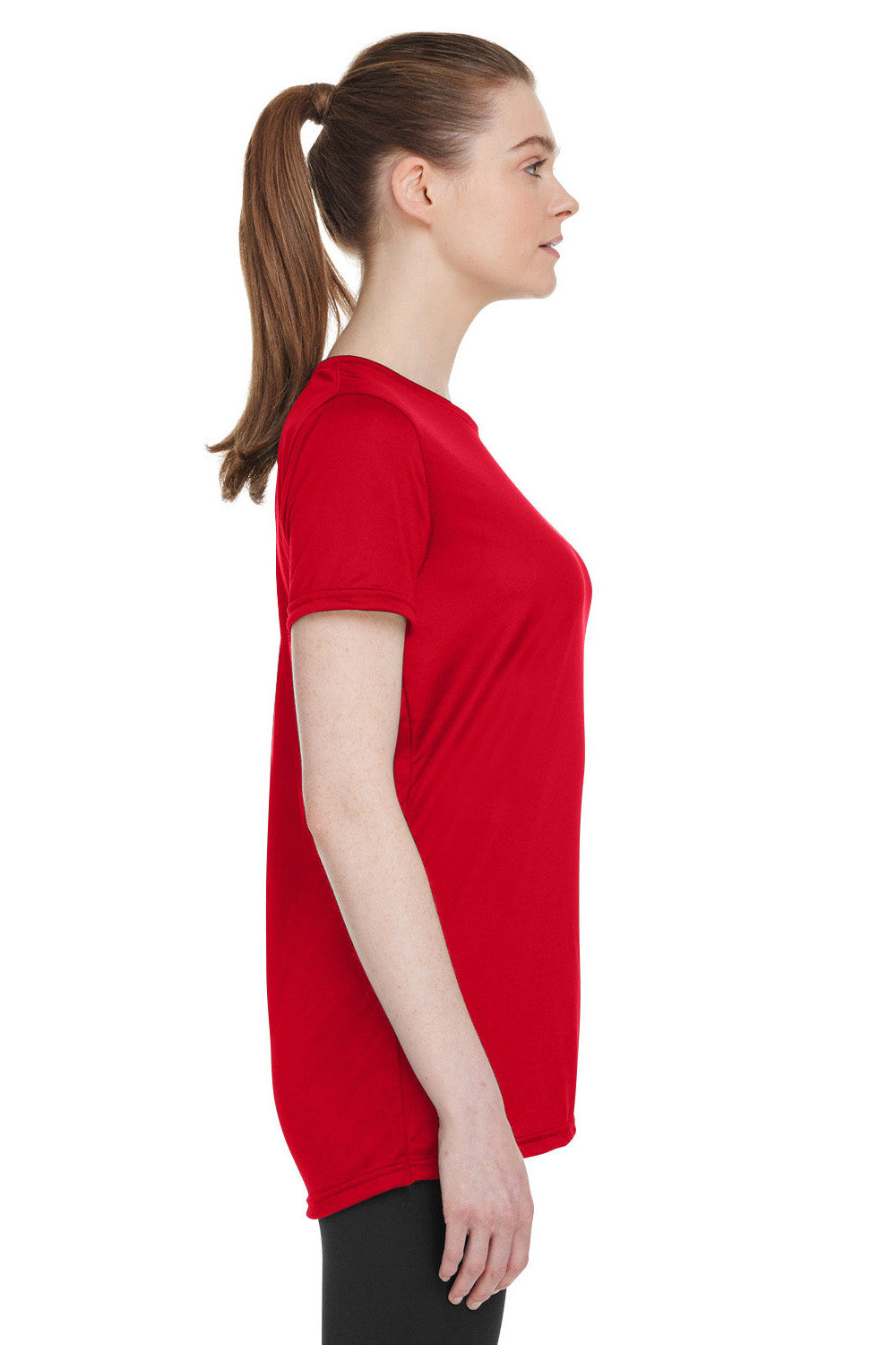 Under Armour 1376847 Womens Team Tech Moisture Wicking Short Sleeve Crewneck T-Shirt Red Model Side