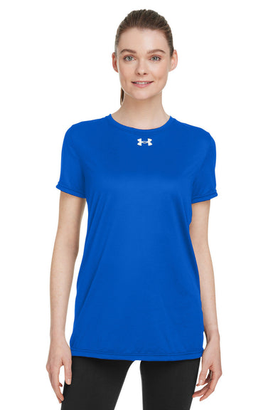 Under Armour 1376847 Womens Team Tech Moisture Wicking Short Sleeve Crewneck T-Shirt Royal Blue Model Front