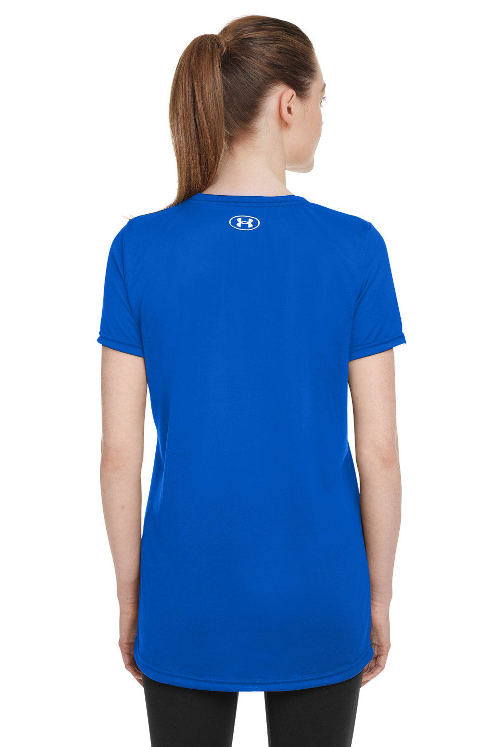 Under Armour 1376847 Womens Team Tech Moisture Wicking Short Sleeve Crewneck T-Shirt Royal Blue Model Back